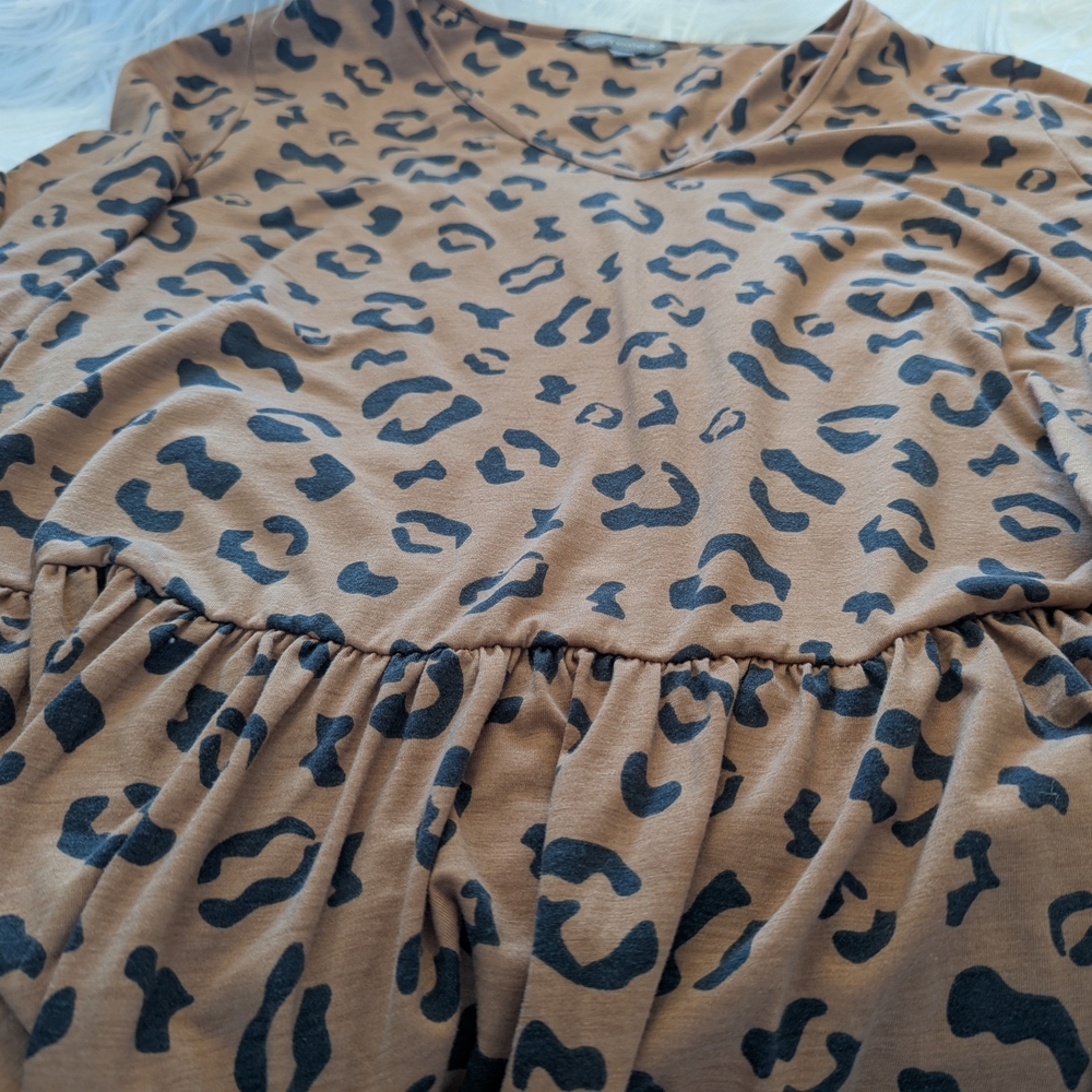Simply Southern Brown Leopard Print Blouse XXL Ruffles - Picture 6 of 10